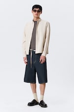 Beige rayé - Chemise boutonnée rayée décontractée - 2