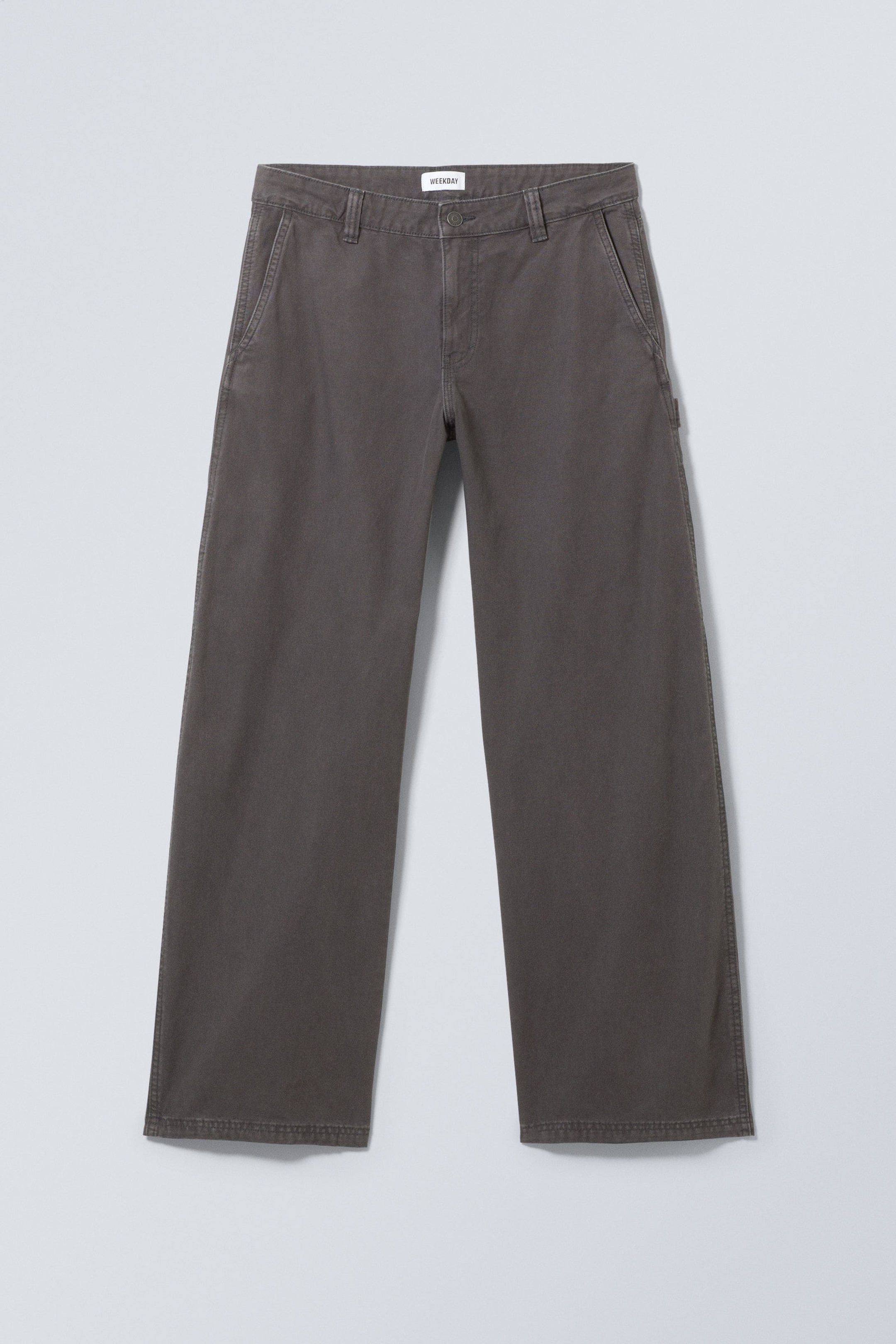 Dunkelgrau - Locker geschnittene Canvas-Hose - 1