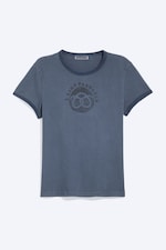 Dark Blue - Pretzels - Boxy Printed Short-Sleeved T-shirt - 0