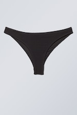 Noir - Bas de bikini brésilien texturé - 0