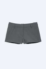 Dark Grey Melange - Low Waist Mini Suiting Shorts - 4