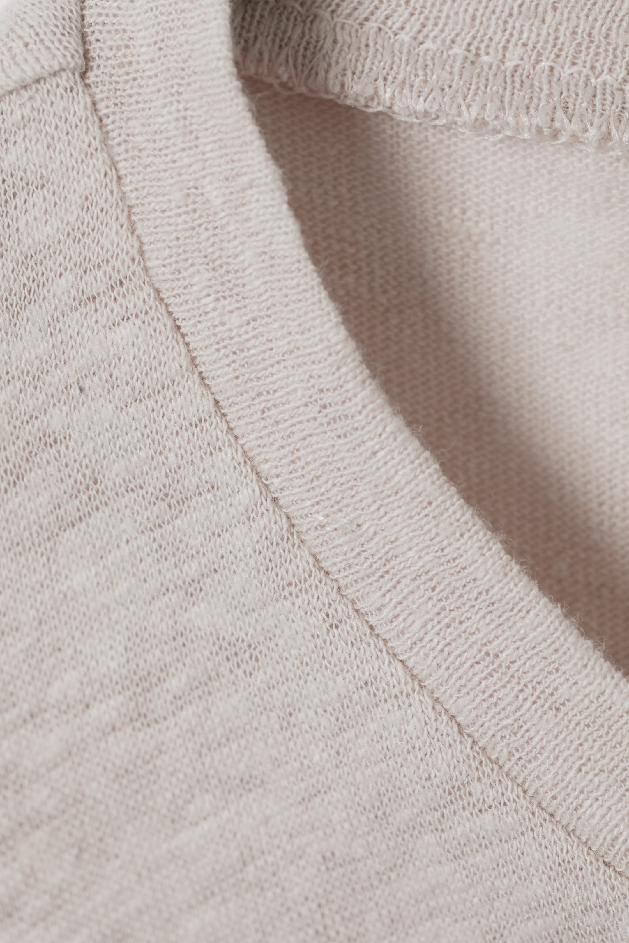 Ecru - Linen Blend Fitted T-shirt - 1
