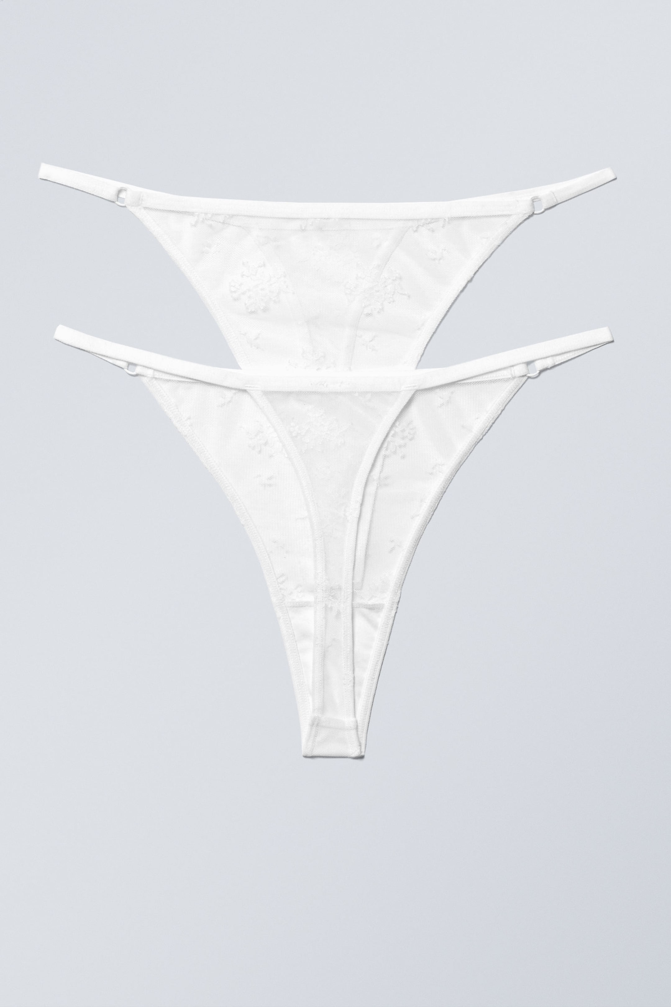 White - 2-pack Zelda Lace Thongs - 2