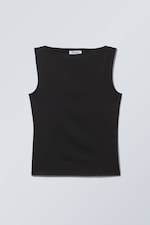Black - Annie Sleeveless Boat-Neck Top - 0