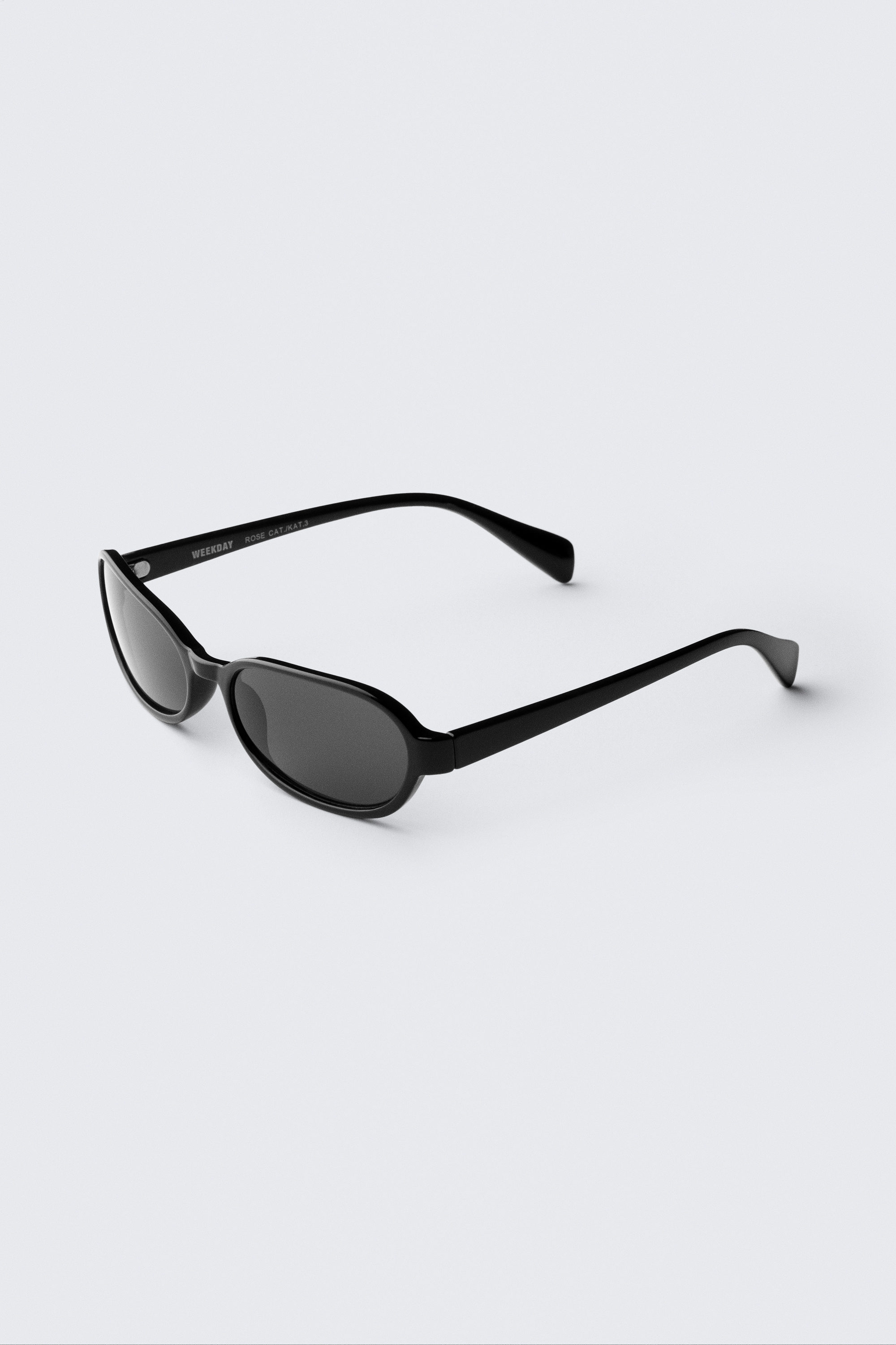 Black - Thin Oval Frame Sunglasses - 2