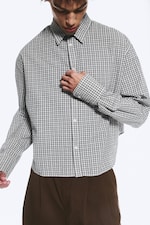 Dimmig Vit/Svart-rutig - Avslappnad bomullsskjorta - 1