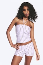 Striped Lilac - Halterneck Bandeau Top - 1