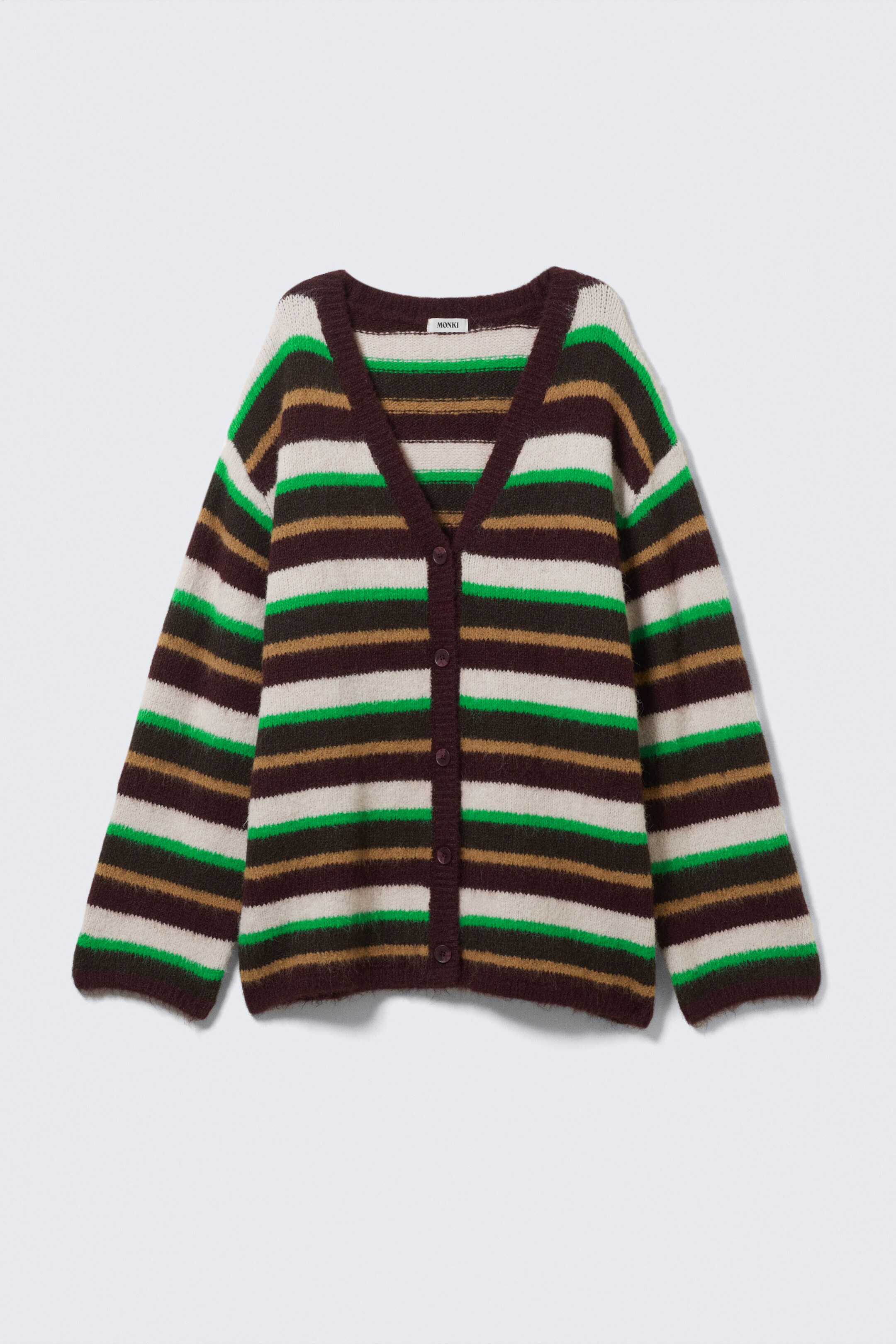 Agrandir l'image: Cardigan doux en maille à col en V - Prune/Vert/Rayures beige - FEMME | H&M CH 4
