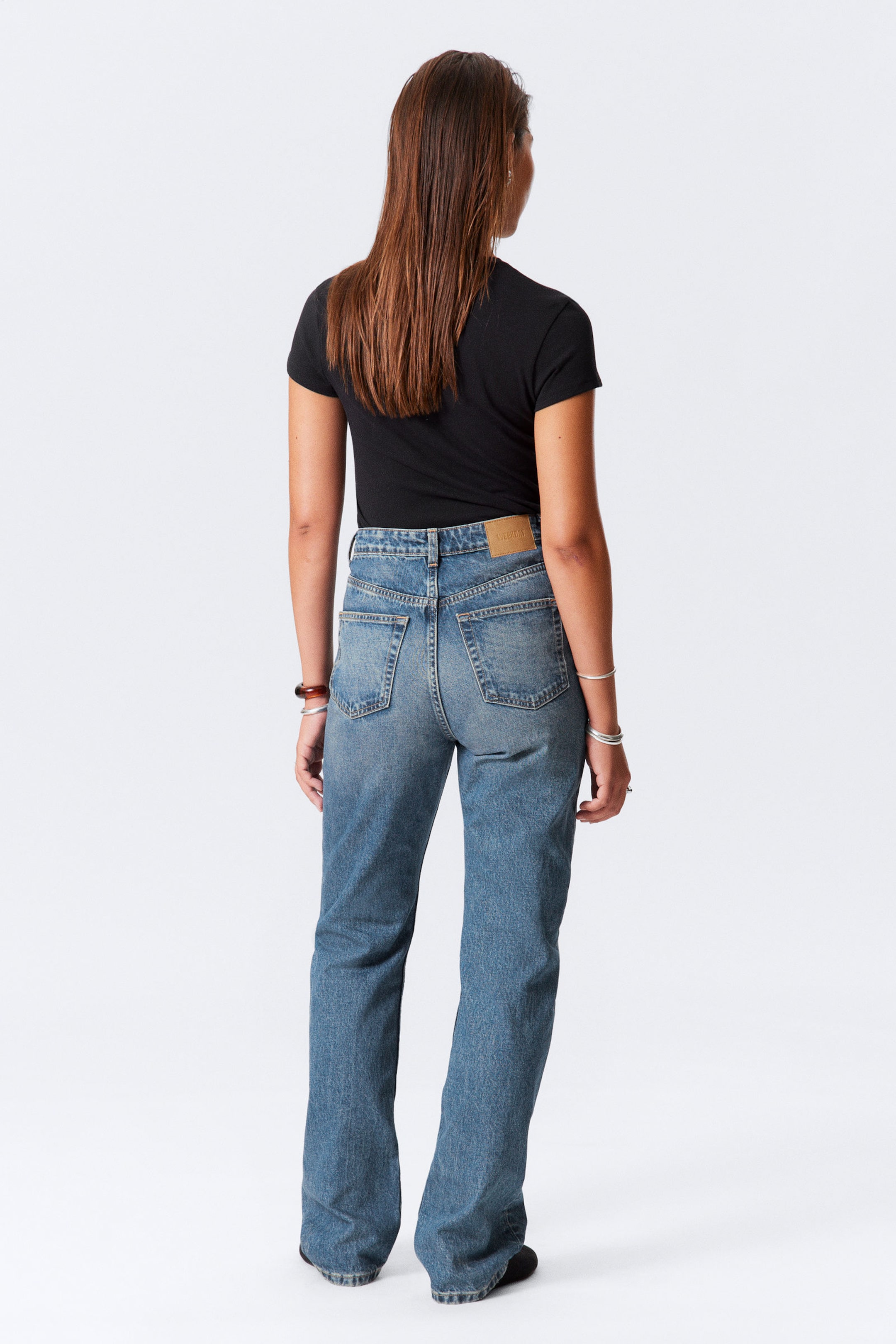 Iron Blue - Mittelblau - Rowe Super High Waisted Regular Straight Leg Jeans - 4