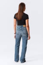 Iron Blue - Mittelblau - Rowe Super High Waisted Regular Straight Leg Jeans - 4