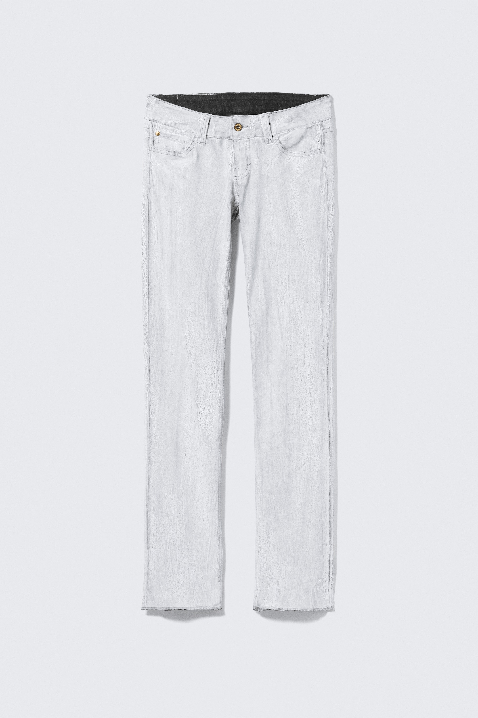 Sleezie Low Rise Skinny Cracked Jeans - Bianco/Nero