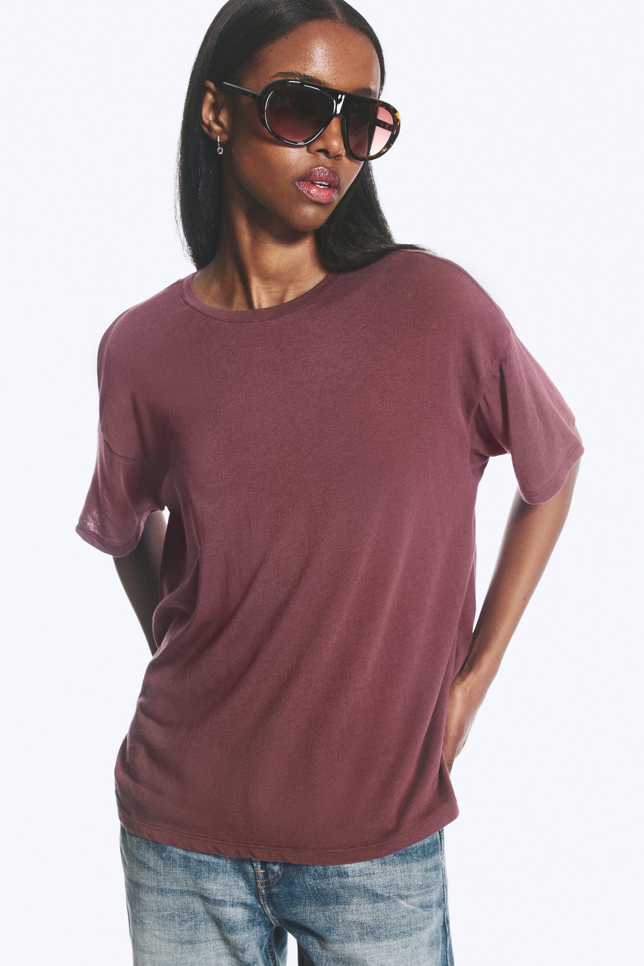 Dark Lilac - Sheer Relaxed Boxy T-Shirt - 2