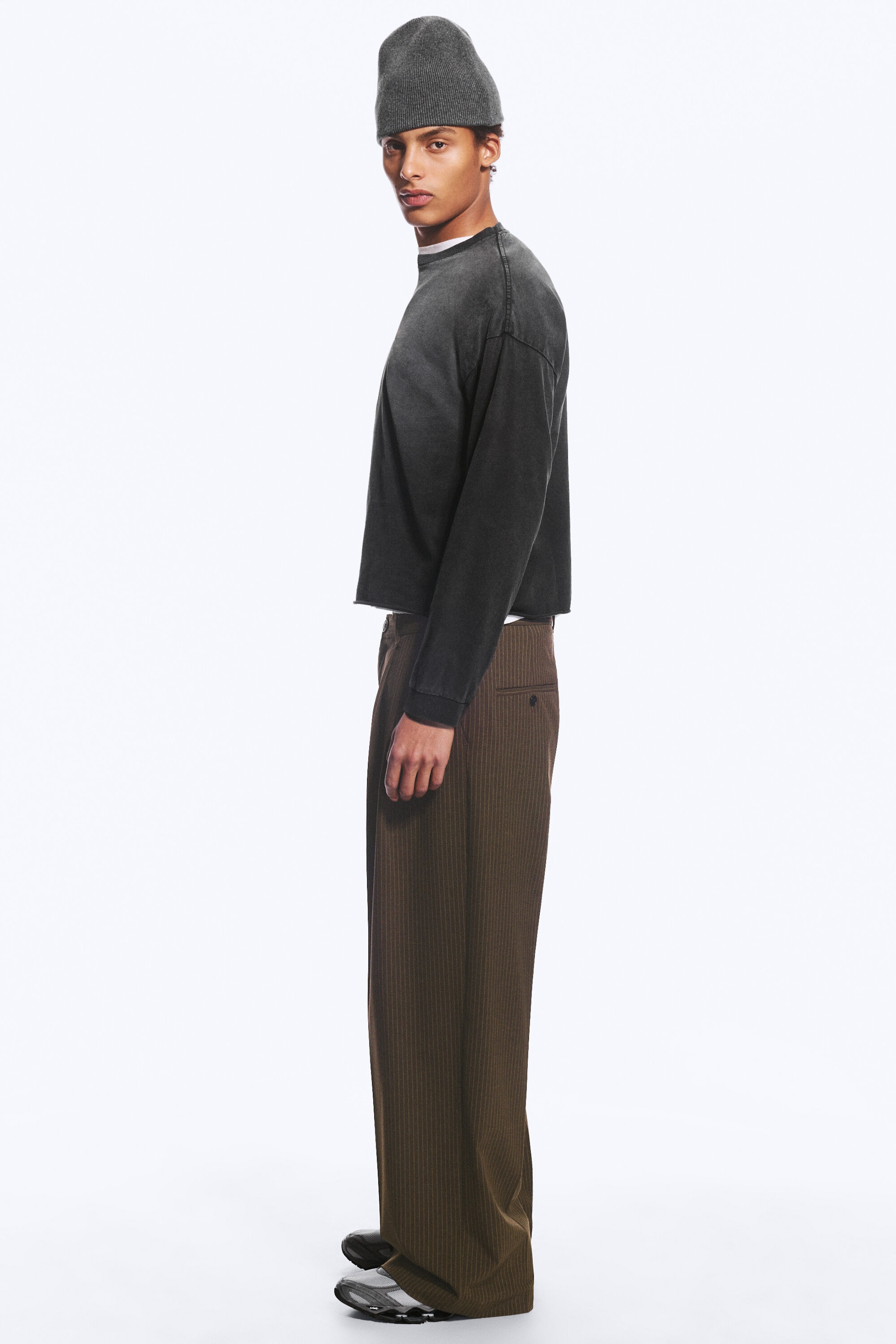 Rayures fines marron - Nate Pantalon Taille Standard Coupe Droite Ample - 3