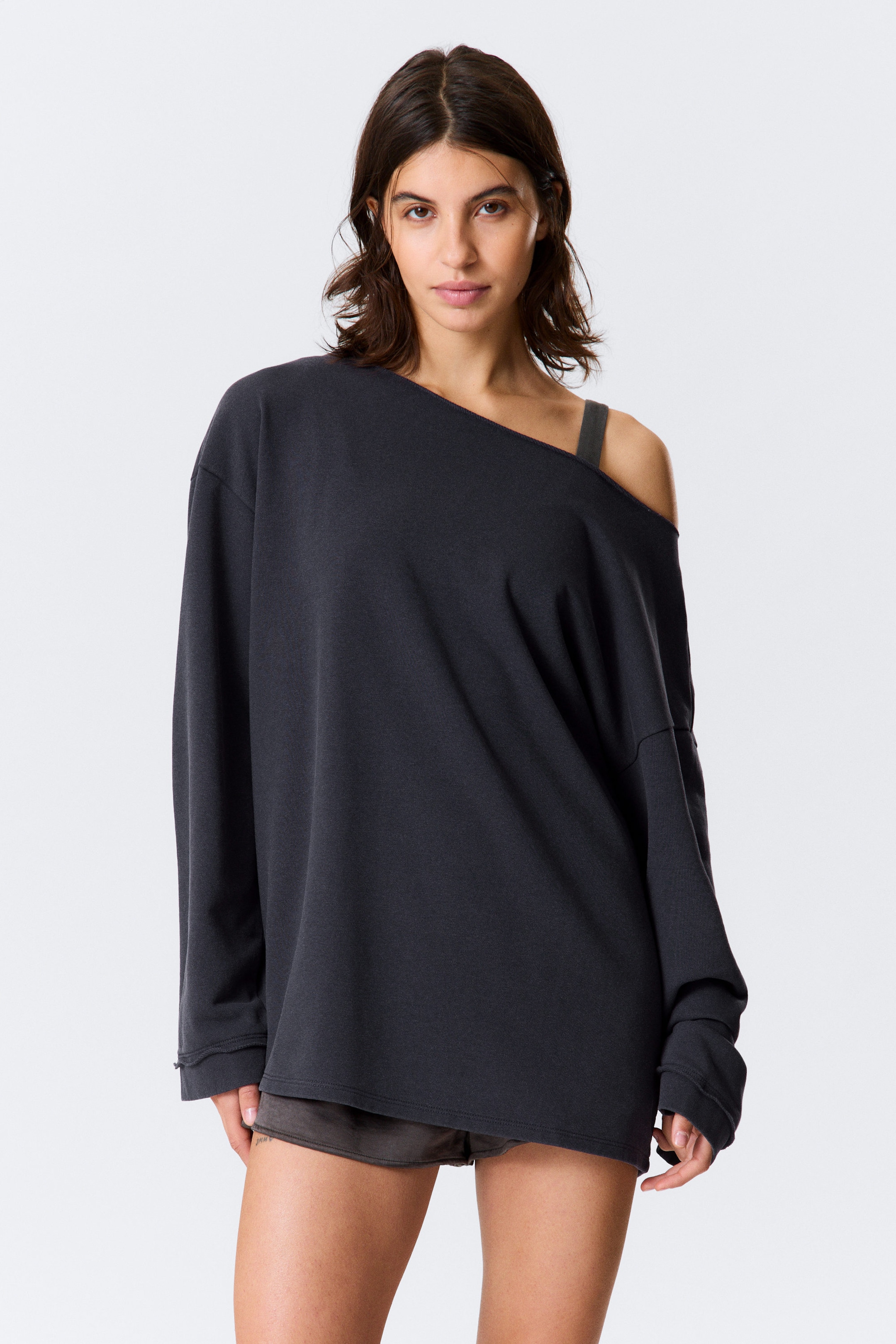 Mörkblå - Avslappnad off-shoulder pyjamas-topp - 2