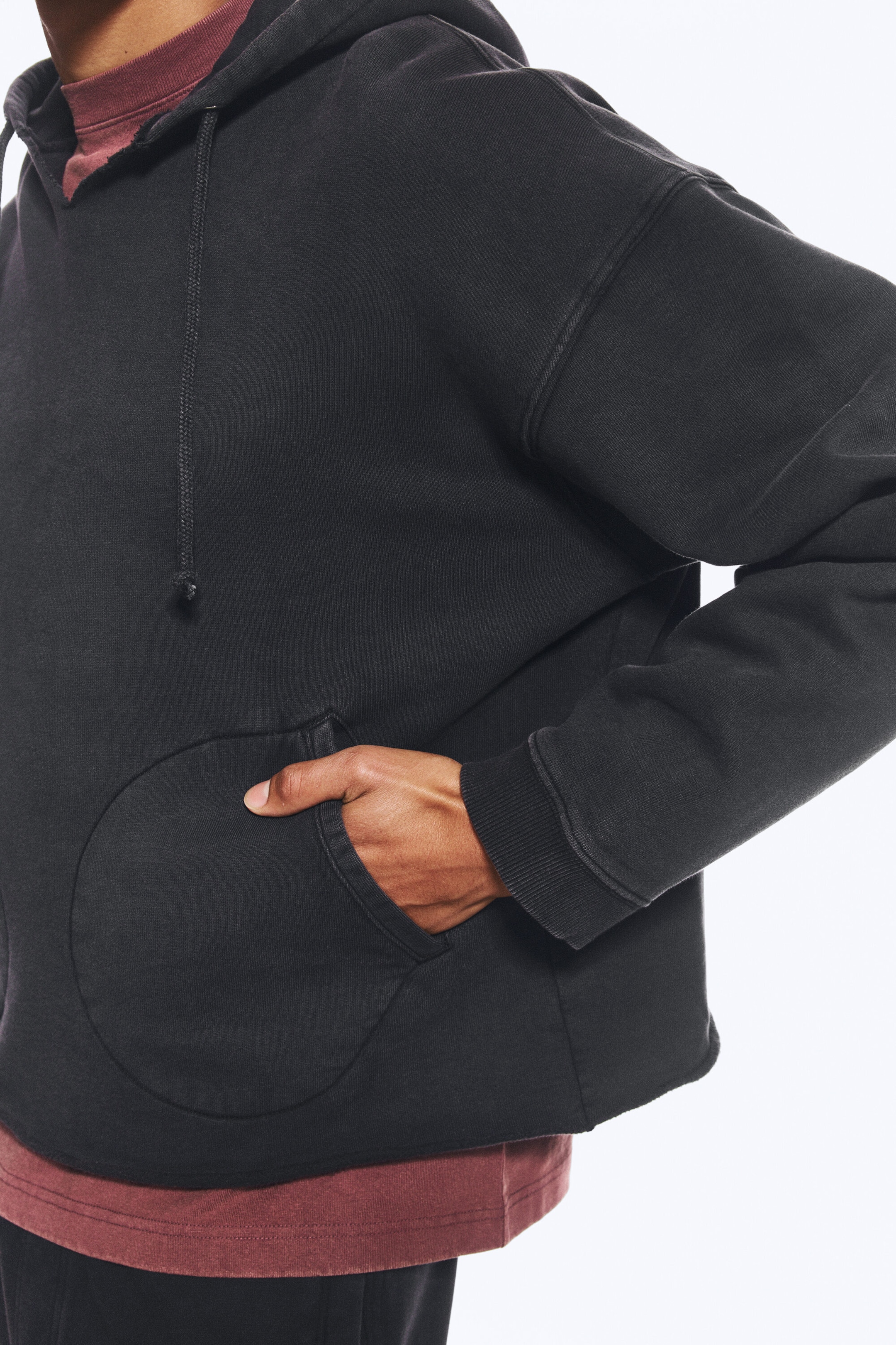 Washed Black - Cropped Loose Boxy Hoodie - 3