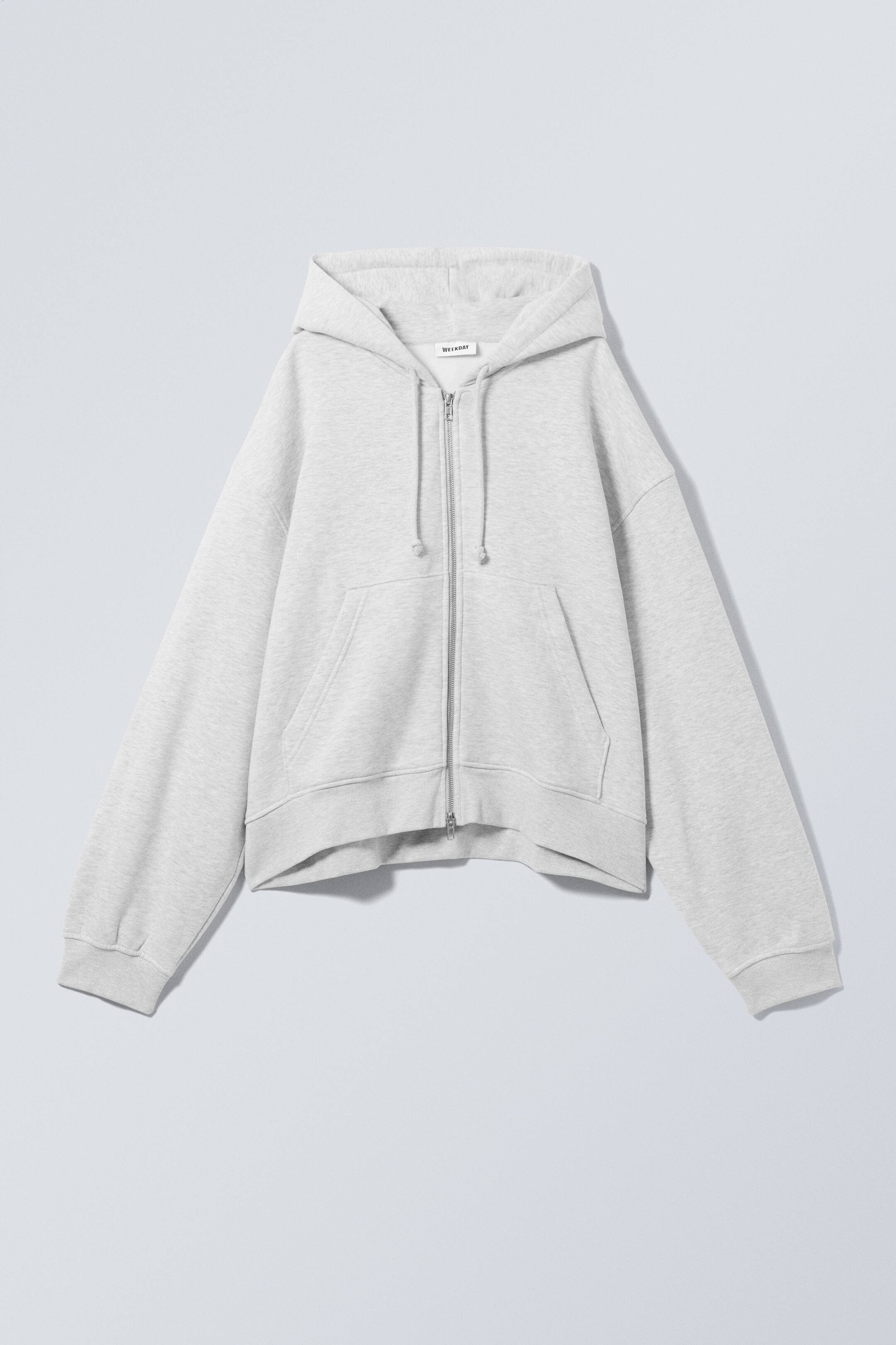 Größeres Bild ansehen: Lässiger Boxy-Hoodie mit Reißverschluss - Graumeliert - Ladies | H&M DE 1