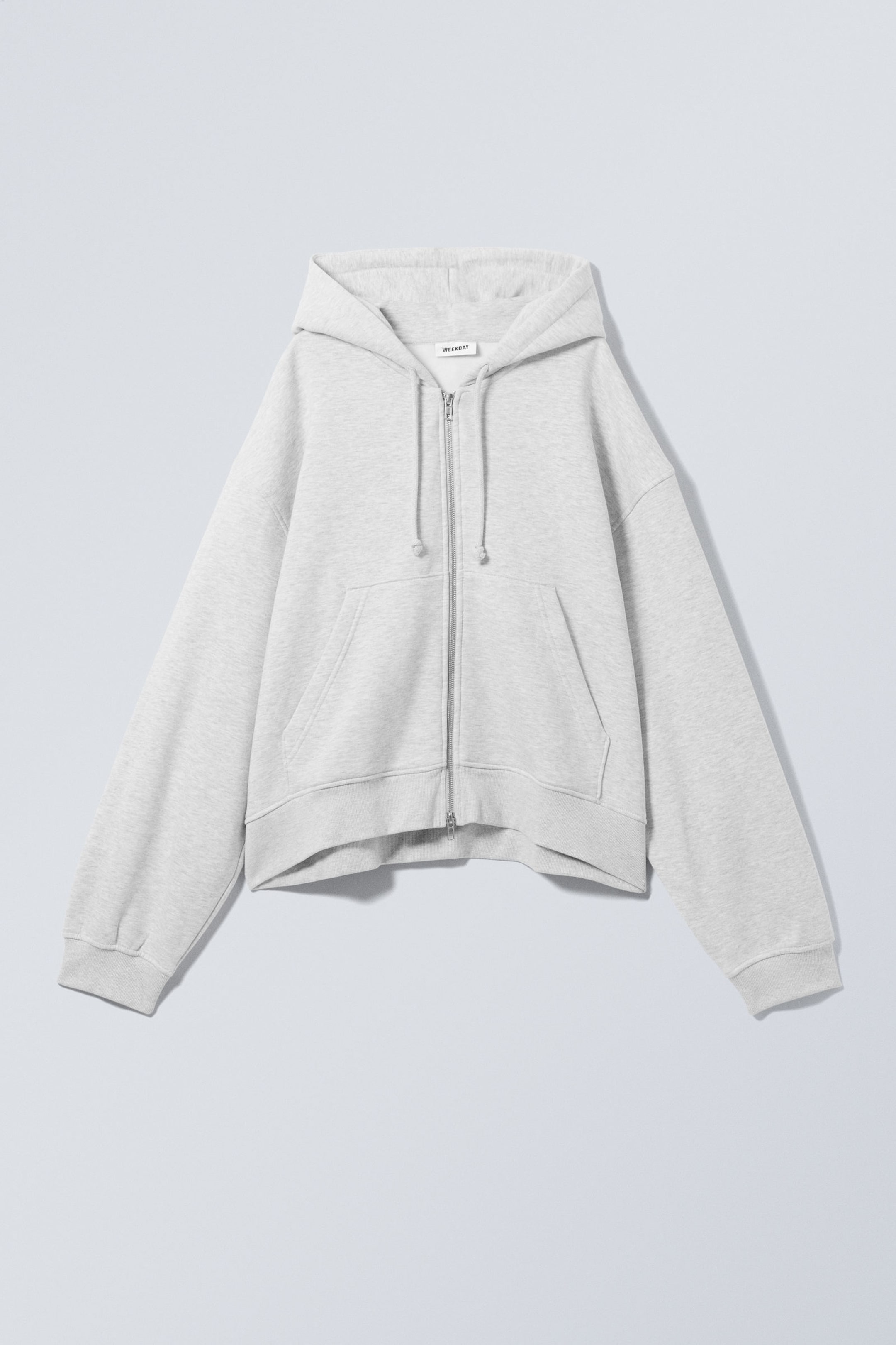 Grey Melange - Essence Boxy Zip Hoodie - 0