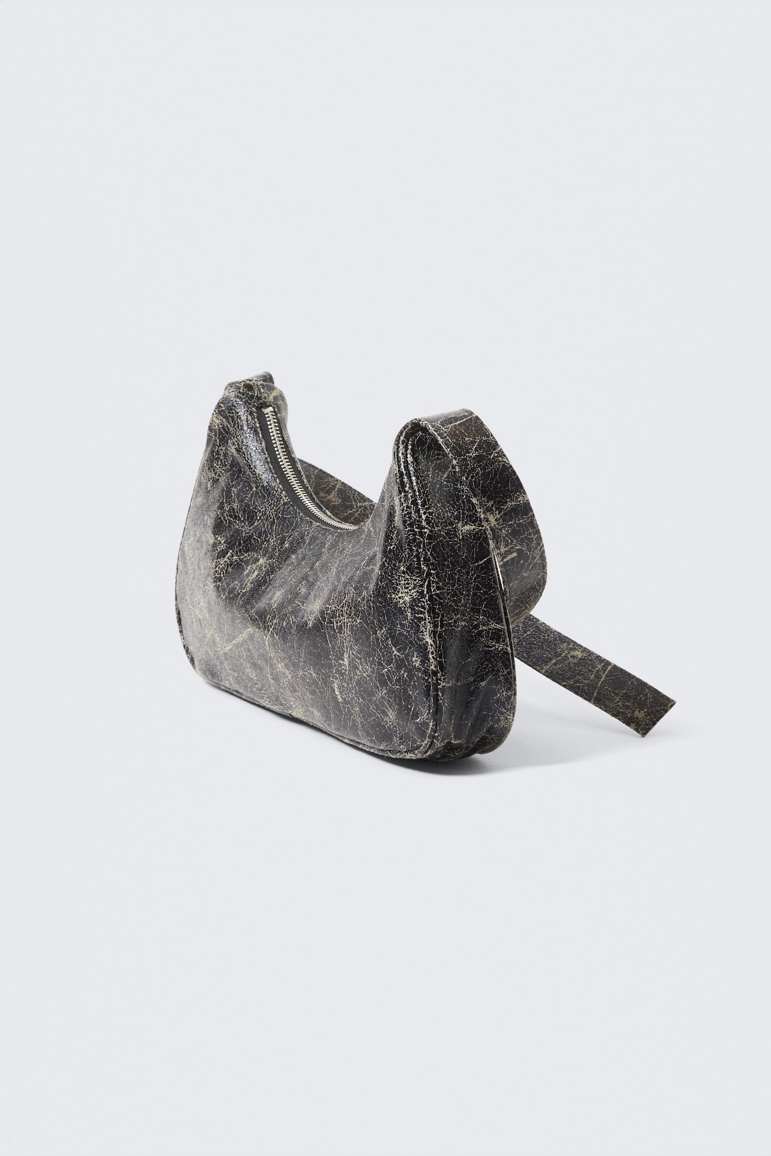 Kleine Handtasche aus Kunstleder - Schwarz/Schwarz