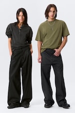 Black Coating - Black - Astro Loose Utility Baggy Leg Unisex Jeans - 0