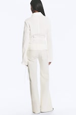 Striped White - Tie‑Detail Cotton Shirt - 4