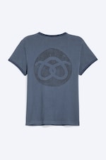 Dark Blue - Pretzels - Boxy Printed Short-Sleeved T-shirt - 1