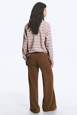 Brown - Low Rise Loose Wide Leg Sweatpants - 3