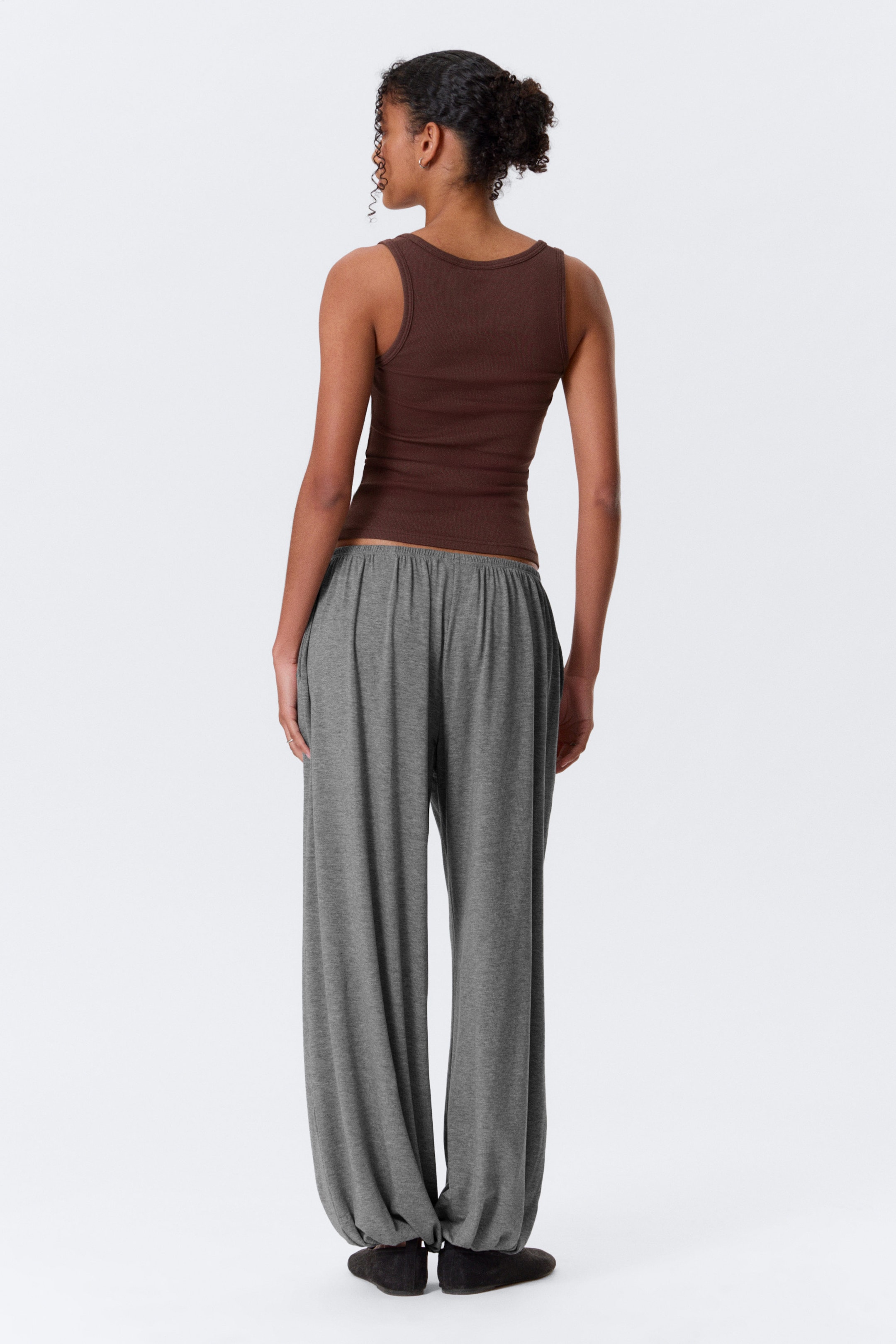 Burgundy - Slim Square Neck Ribbed Tank Top - 2