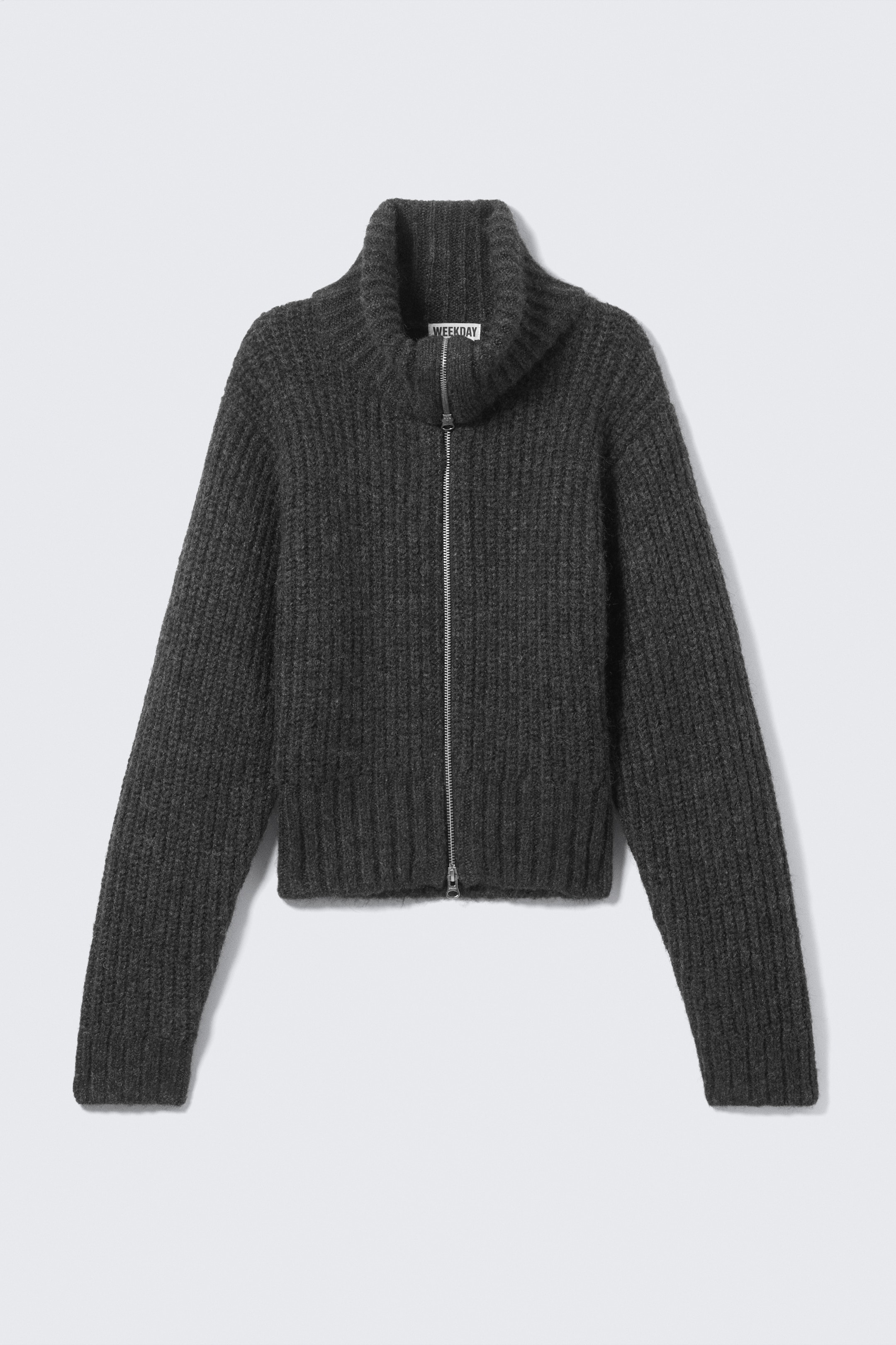 Agrandir l'image: Cardigan zippé en maille côtelée - Gris foncé chiné - FEMME | H&M FR 4
