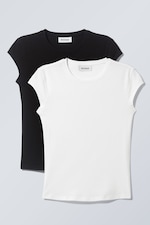 Schwarz-weiß - 2er-Pack körpernahe Tops - 0