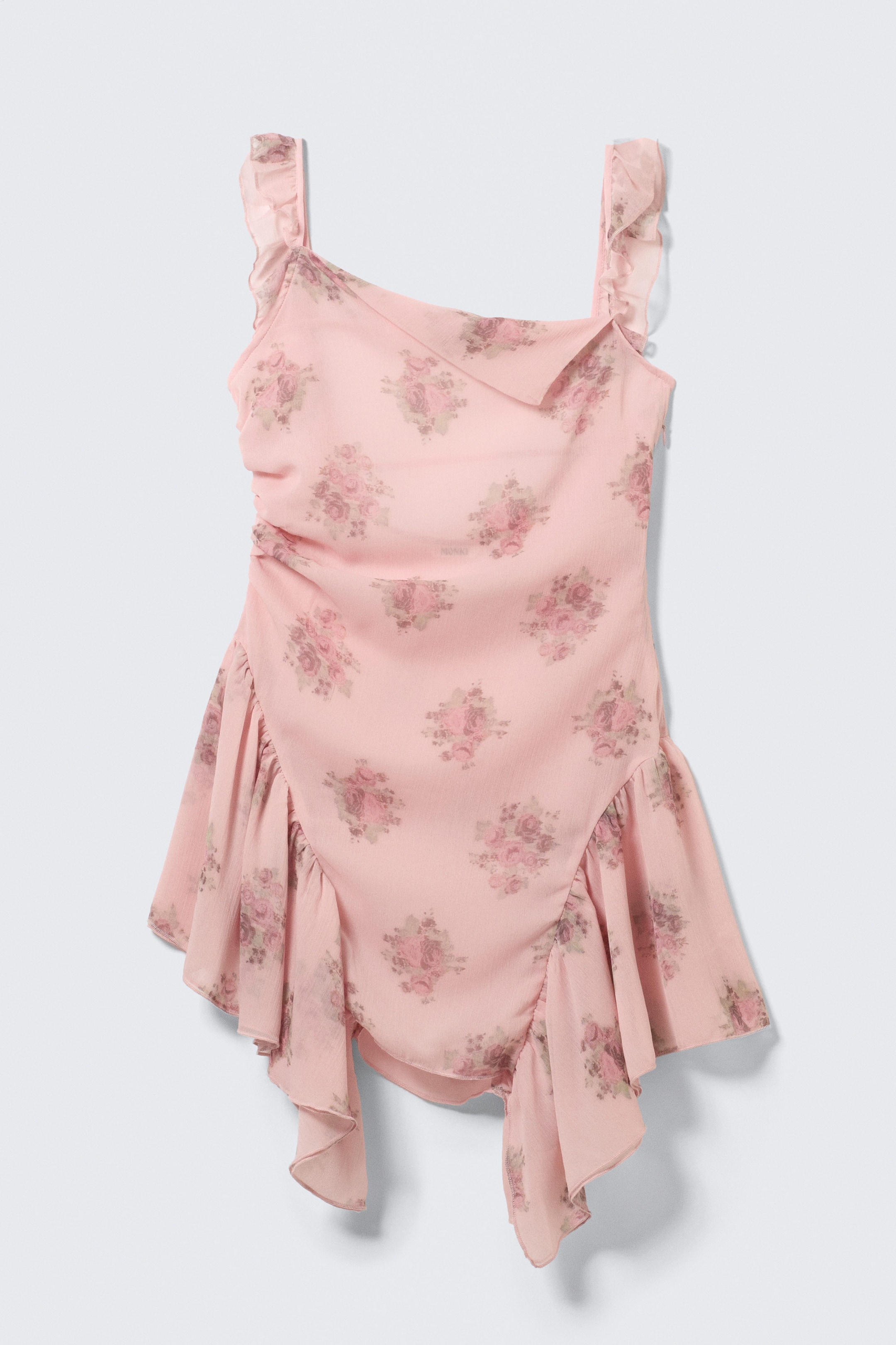 Pink - Floral - Sleeveless Square-Neck Mini Dress - 4
