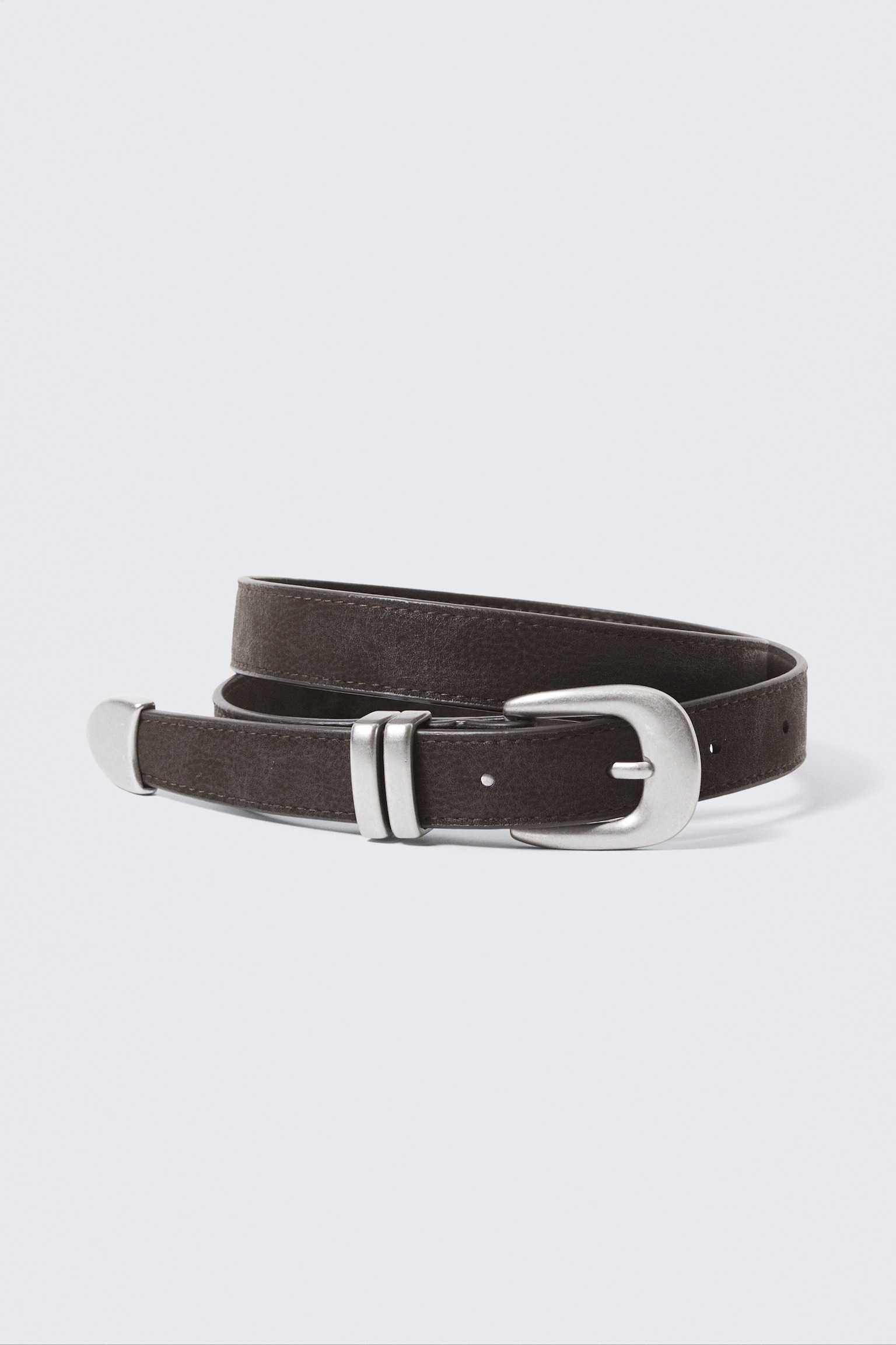 Western Faux Leather Belt - Dark Brown/Black/Cracked Black