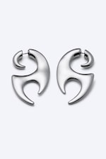 Grey Silver - Asymmetrical statement earrings - 1