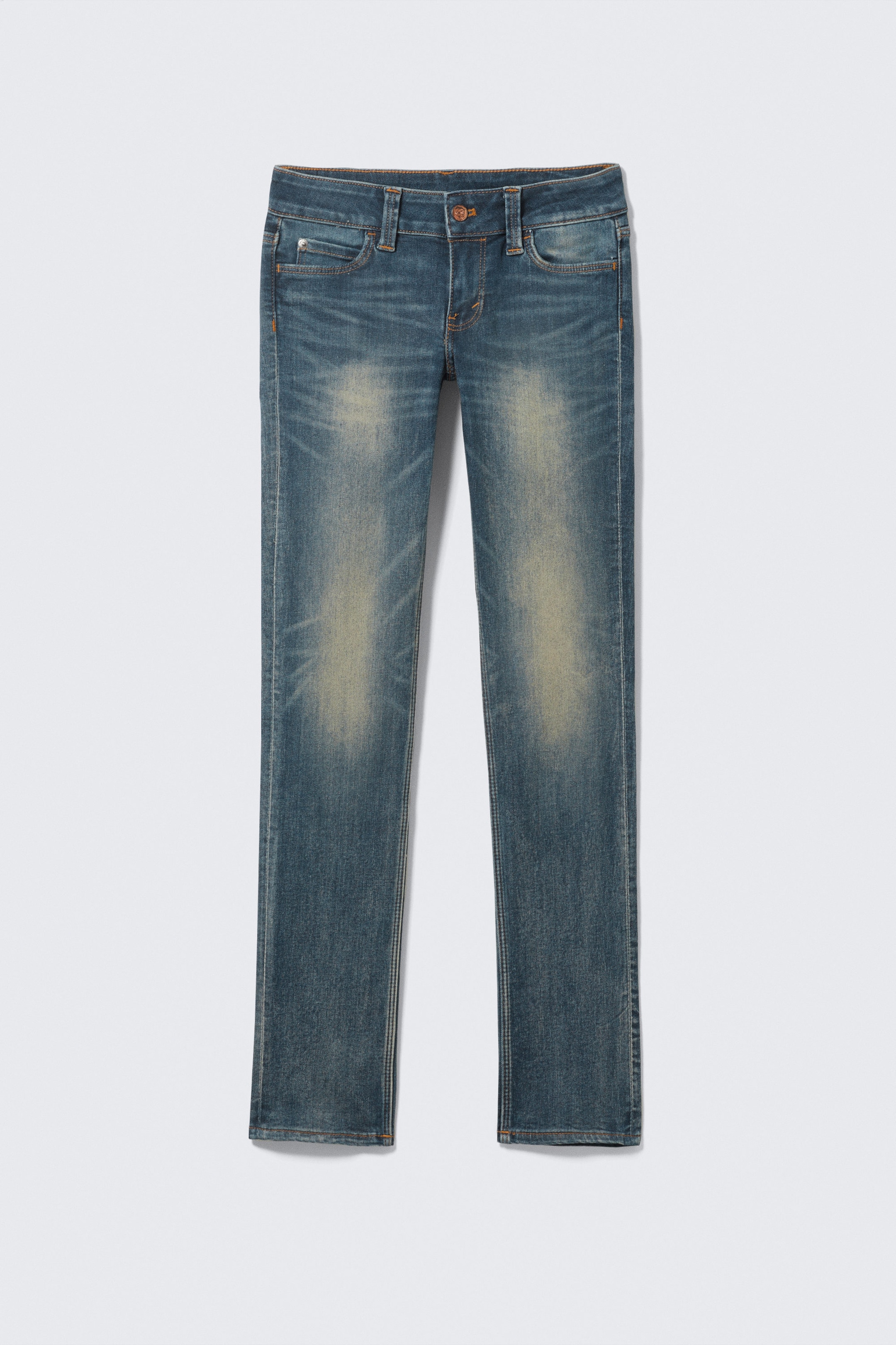 Tinted Streaky Dark Blue - Sleezie Low Rise Skinny Jeans - 4