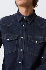 Blue Rinse - Dark Blue - Fitted Denim Shirt - 2