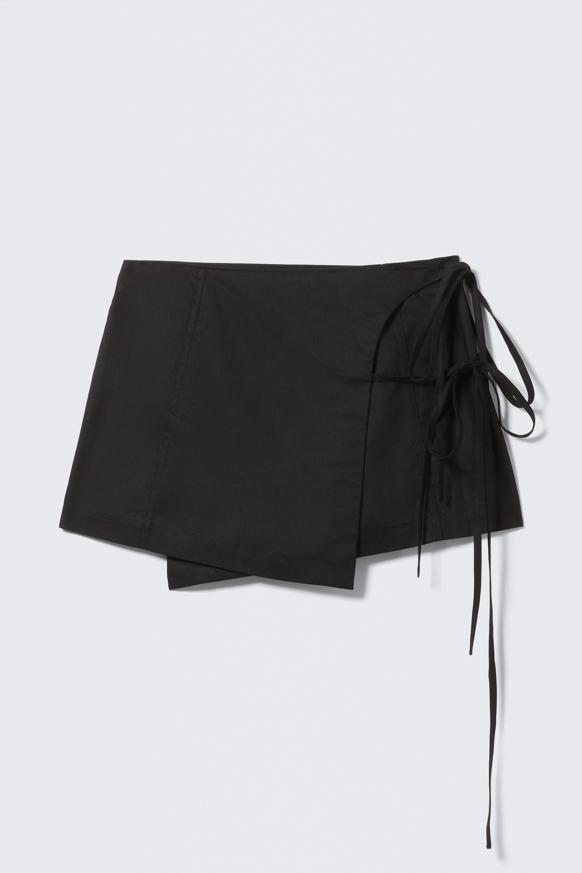 Black - Strappy Mini Wrap Skirt - 1