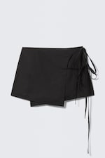 Black - Strappy Mini Wrap Skirt - 3