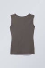 Dark Khaki Green - Alba Open Back Top - 0