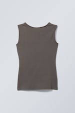 Donker kakigroen - Alba top met open rug - 0