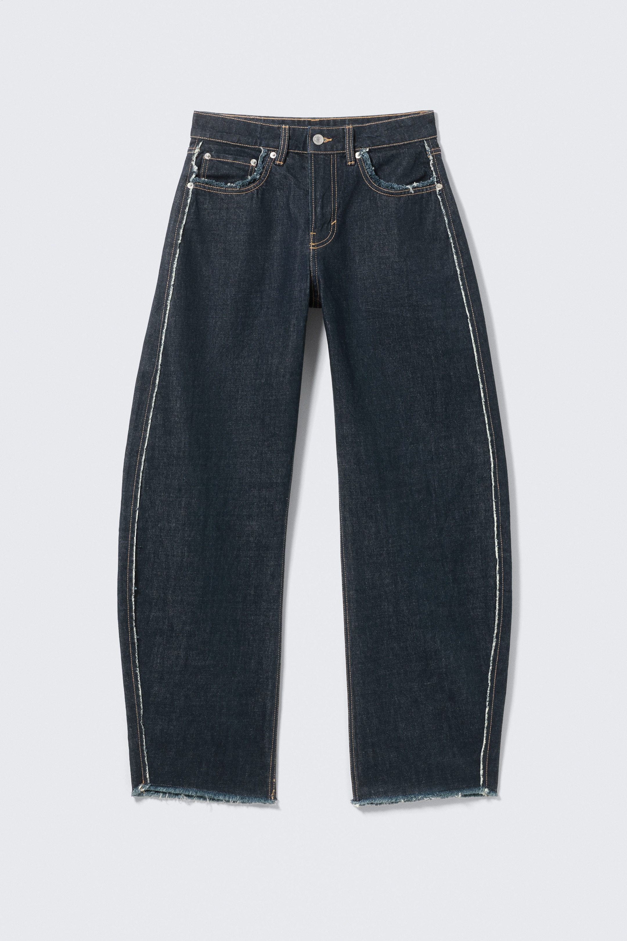 Blue Rinse - Dark Blue - Abell Mid Rise Regular Barrel Leg Jeans - 1