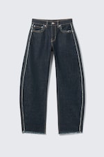 Blue Rinse - Mörkblå - Abell Mid Rise Regular Barrel Leg Jeans - 1