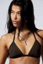 Dunkelbraun - Neckholder-Triangel-Bikinioberteil - 0
