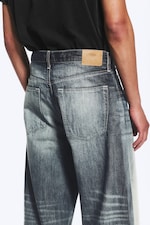 Laser Board Blue - Medium Blue - Solar Loose Wide Leg Unisex Jeans - 4