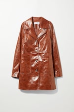 Brown - Hanna Distressed PU Jacket - 0