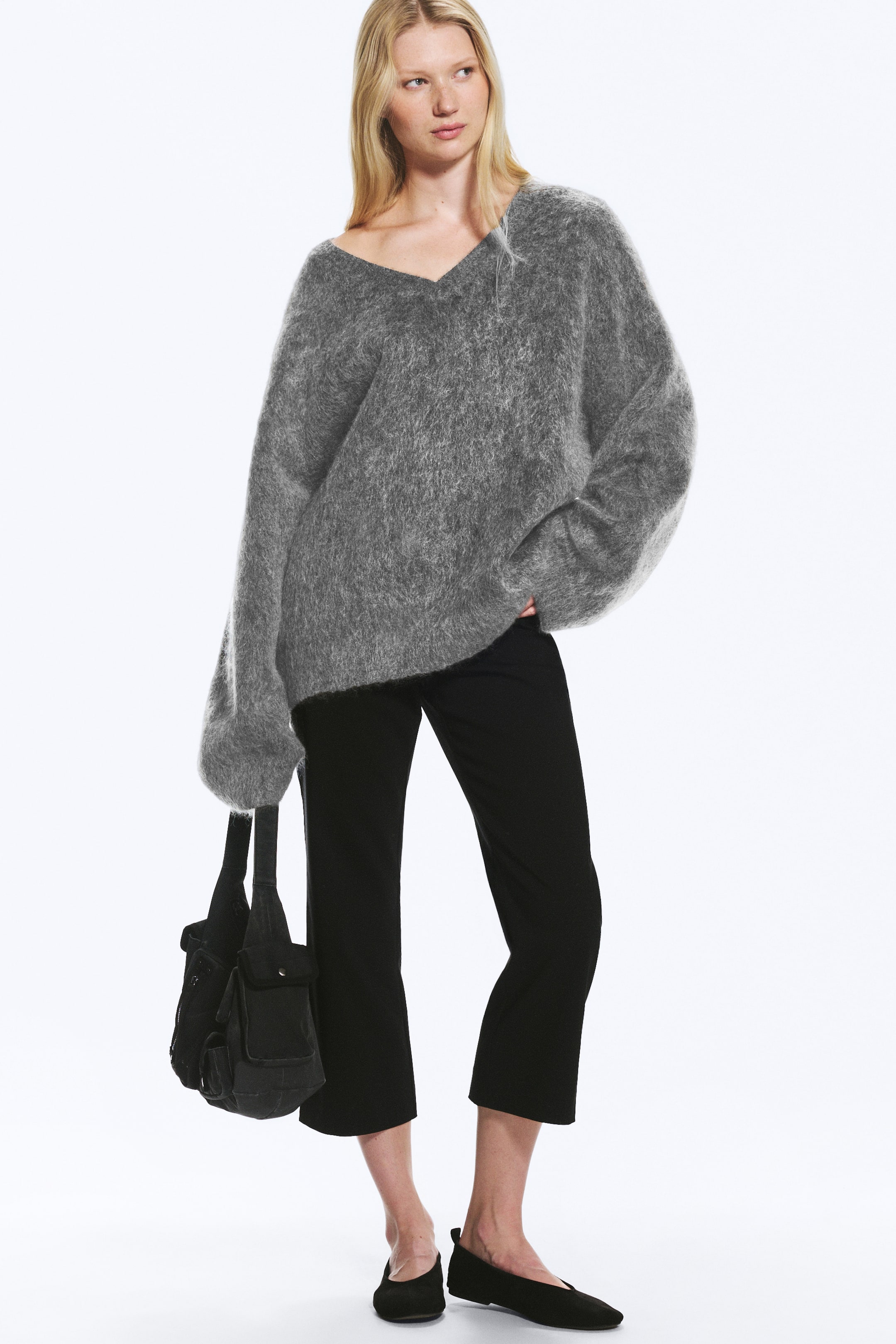 Zobacz większy obraz: Sweter z domieszką moheru - Dark Grey Melange - ONA | H&M PL 1