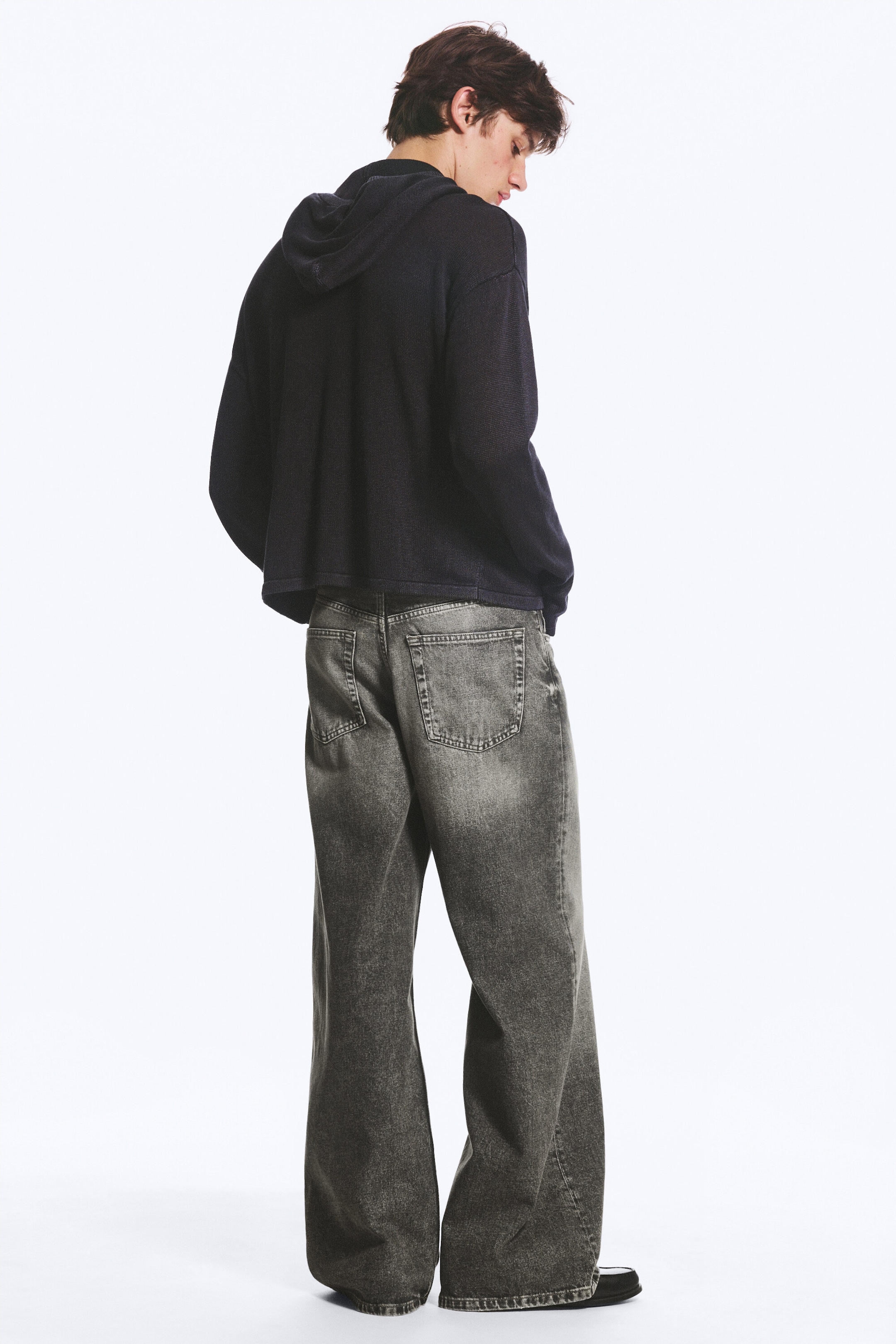 Redondo Black - Washed Black - Solar Loose Wide Leg Unisex Jeans - 4
