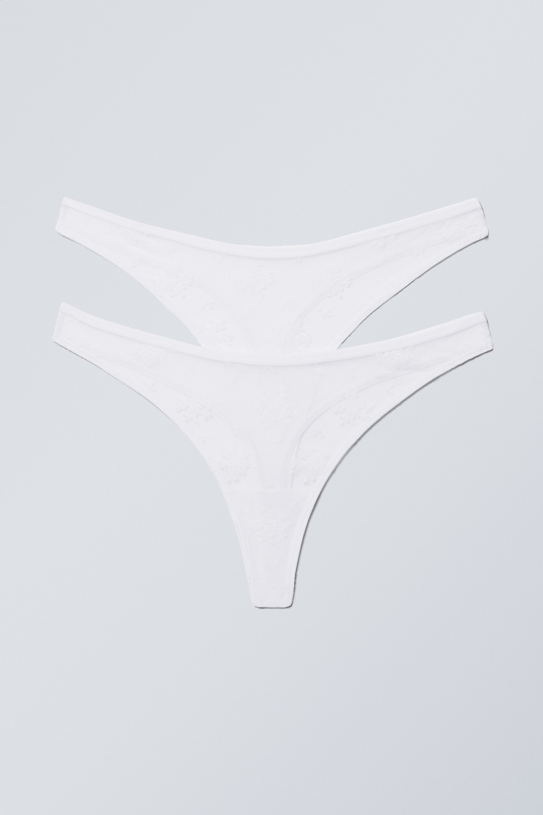 White - 2-pack Ash Lace Thong - 0