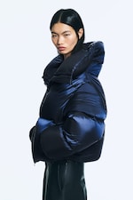 Bleu marine foncé - Doudoune courte à col montant - 2