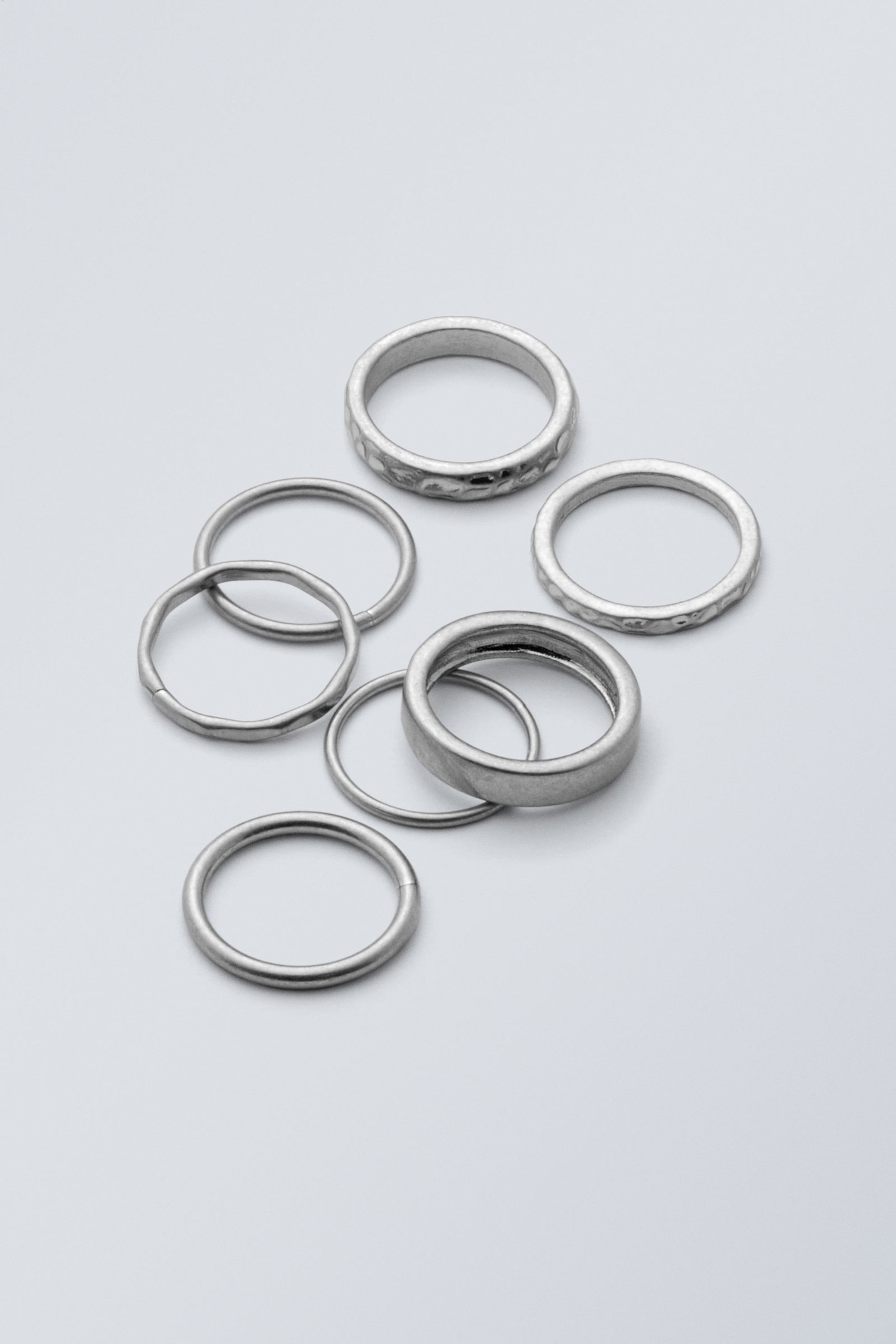 Silver - 7-pack Various Shaped Rings - 0