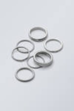 Silver - 7-pack Various Shaped Rings - 0