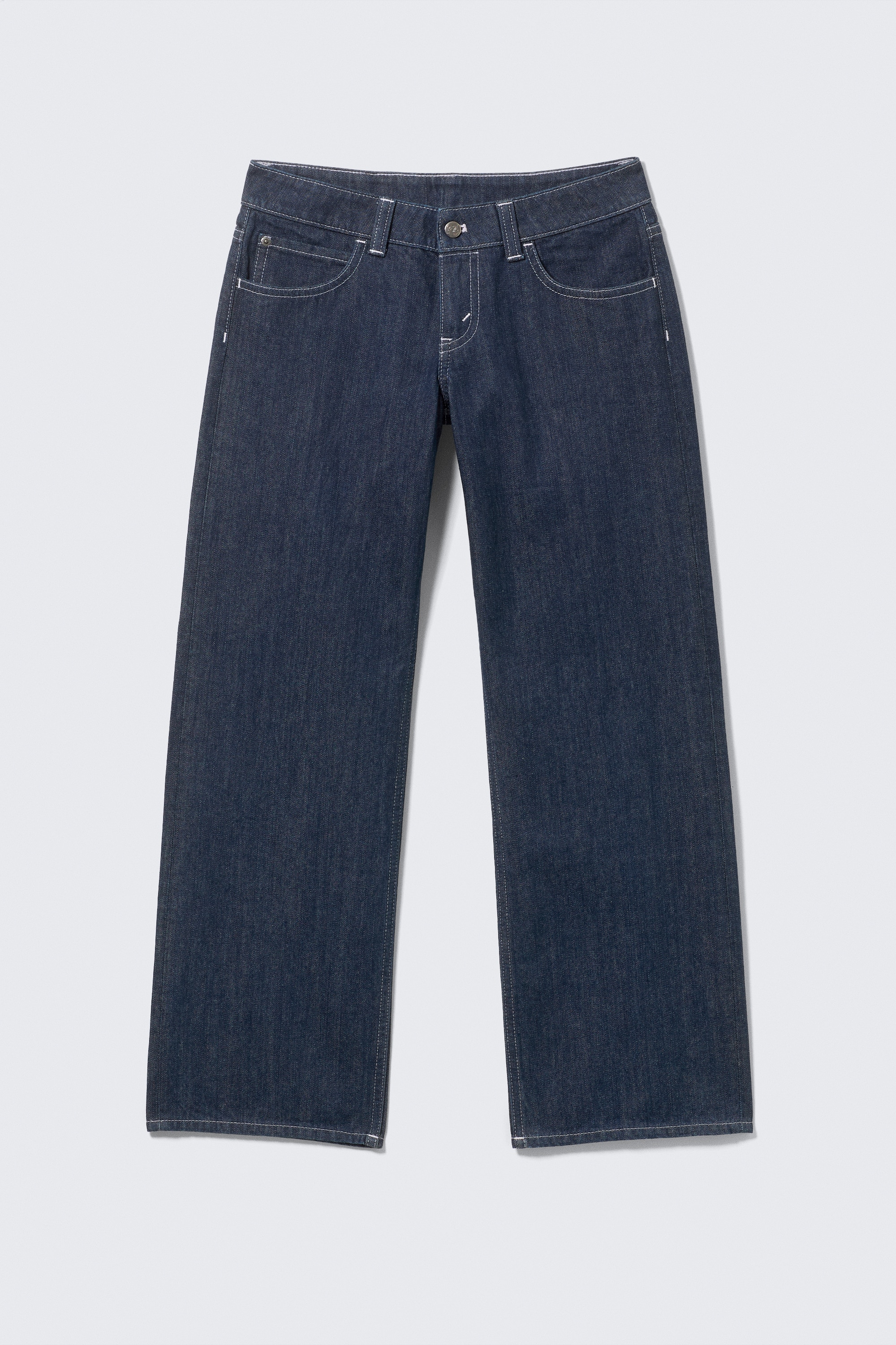 Messy Low Rise Regular Straight Jeans - Blue Rinse - Dark Blue/Star Blue - Dark Blue